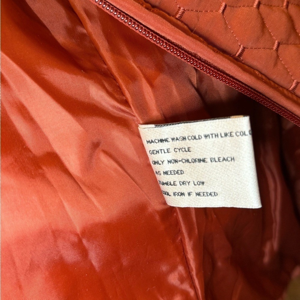 Giacca‎ Rust Quilted Diamond Stitch Lightweight Zip Jacket Side Buckles Large - Picture 13 of 13